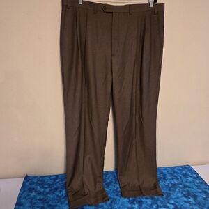 Lauren Ralph Lauren Men's Dress Pants 42X32 Gray Pleated Polyester Rayon